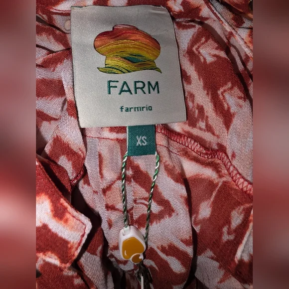 FARM RIO Tropical Tapestry Red Metal Embroidered Tiered Maxi Size XS - Picture 4 of 6